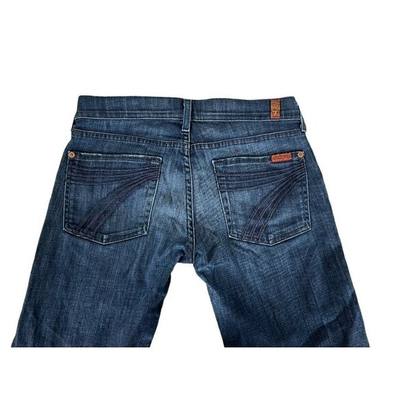 7 For All Mankind Women's Sz 27 Dojo Cropped Jeans 7's on Pockets Dark Wash - Picture 7 of 8